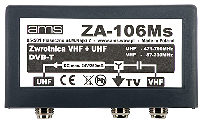 Zwrotnica antenowa ZA-106Ms VHF/21-69/75 złącza F