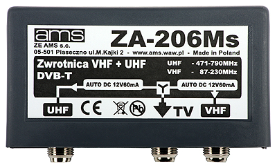 Zwrotnica antenowa ZA-206Ms VHF/21-60/75 złącza F